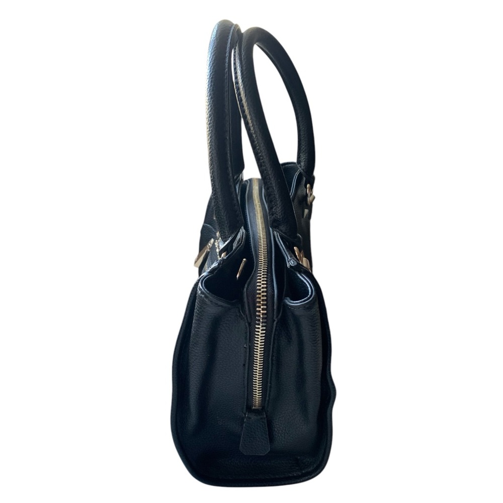 Guess Black Satchel with Gold Accents and Structured Design Handbag Purse Tote - Picture 4 of 14